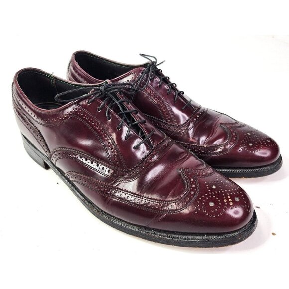 Florsheim Shoes Imperial Wingtip‎ Leather Burgundy Oxblood Cordovan 11.5C - Picture 1 of 16